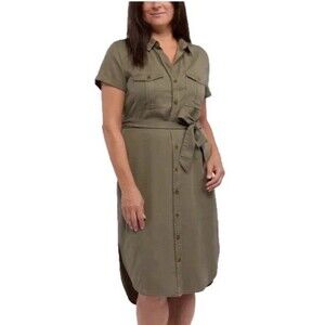 Teddi Rose Womens Shirt Dress Tencel, Green, M _